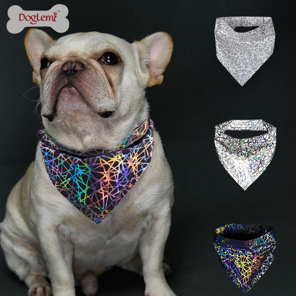 

dog apparel pet magic color reflective triangular scarf high-profile figure technology sense night travel safety bib