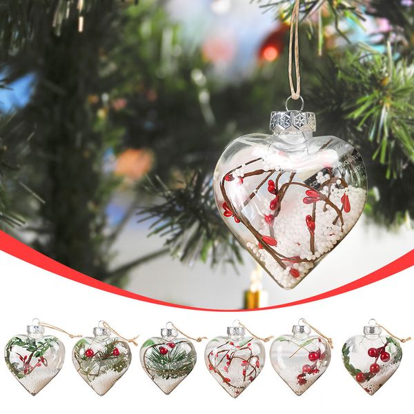 

25# ball transparent 1pc ornament wooden love hanging pendants star xmas tree bell christmas decorations