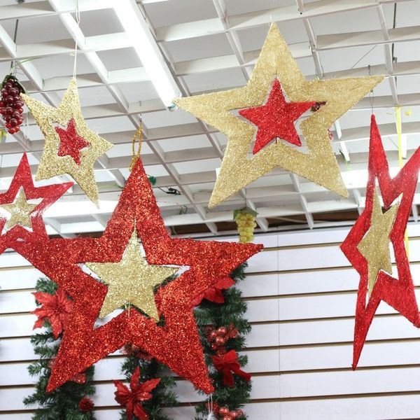 

moe2l five pointed rotation double color five pointed star new year shopping mall revolving scene layout star decoration large window decora