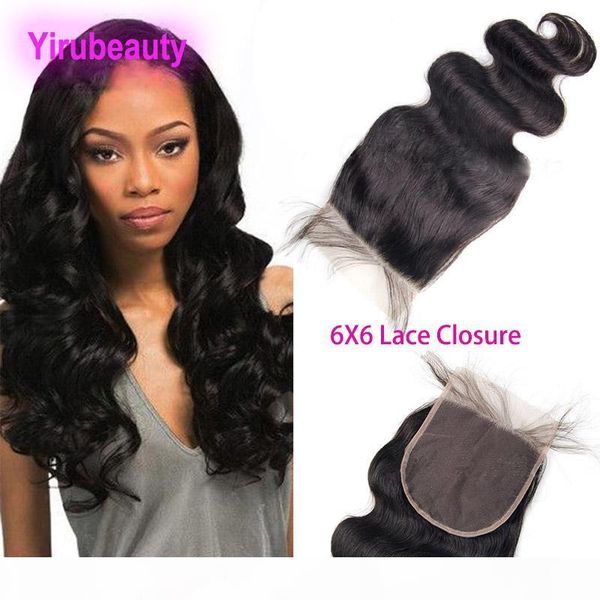 

indian 9a 6x6 lace closure human hair body wave 8-20inch indian raw virgin hair closures baby hair 6x6 lace closure swiss lace, Black;brown