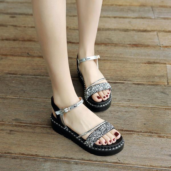 

new summer blitzscher comfort beach shoes platform sandals big size 30-43, Black