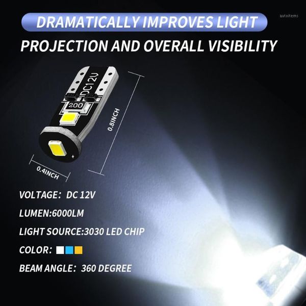 

10pcs car interior led lights bright t10 3smd led replacement bulbs for car automobile styling1