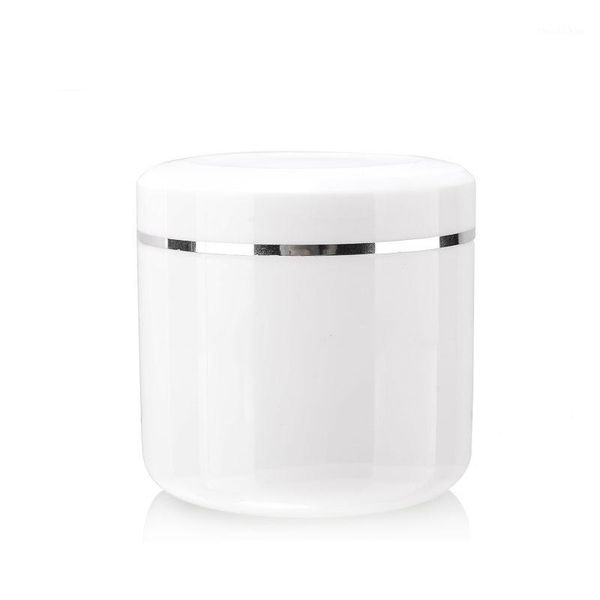 

20pcs 500ml white pp cosmetic pot air tight jar 17.6oz scrub containers spoon wide mouth jars w/ silver rim lids 500g1