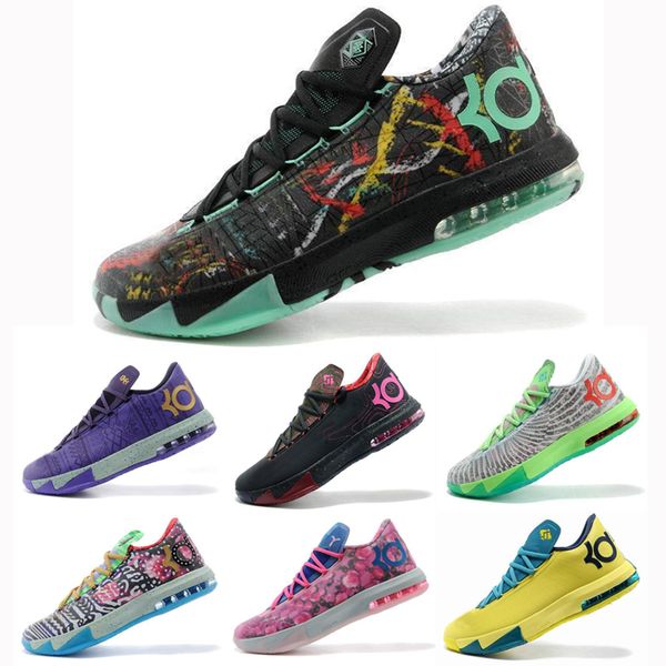 

athletic mens what the kd 6 vi low basketball shoes aunt pearl pink bhm mvp blue gold floral kevin durant kd6 sneakers, White;red