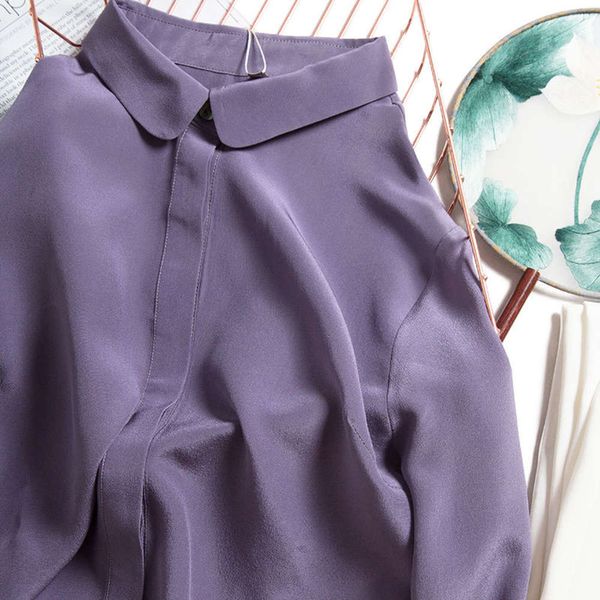 

new shirt women's silk purple long sleeve dign c0276, White