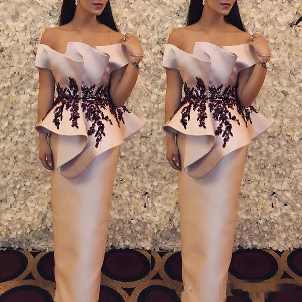 

celebrity evening dresses off the shoulder lace appliques floor length formal party gowns sheath fashion 2020 prom dresse1, White;black
