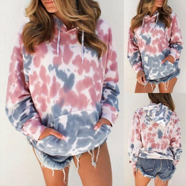 

oversize womens hoodie sweatshirt hooded sweatshirt tie dyeing pullover jumper casual women lady daily, Black
