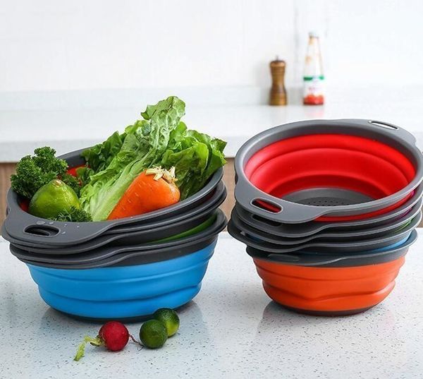 

creative kitchen sink round folding telescopic silicone fruit trash debris storage baskets drain washing basket sea shipping dha2109