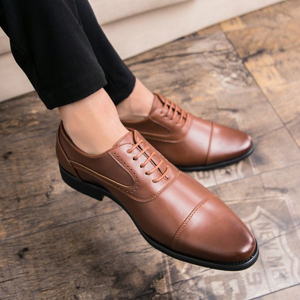 

cimim brand business formal men retro leather shoes italy luxury large size bullock party dress shoes fashion men office, Black