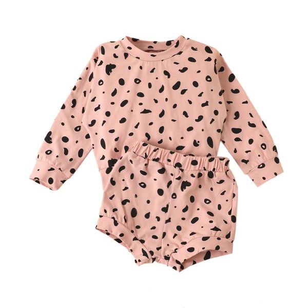 

baby girl boy clothes spring summer autumn polka dot o-neck long sleeve t-shirt and shorts clothes for girls boys 0-24months, White