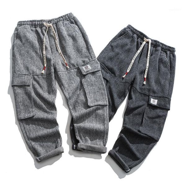 

neploha winter new stripe solid color pants man thickened oversize warm trousers chinese style male fashion cargo pants1, Black