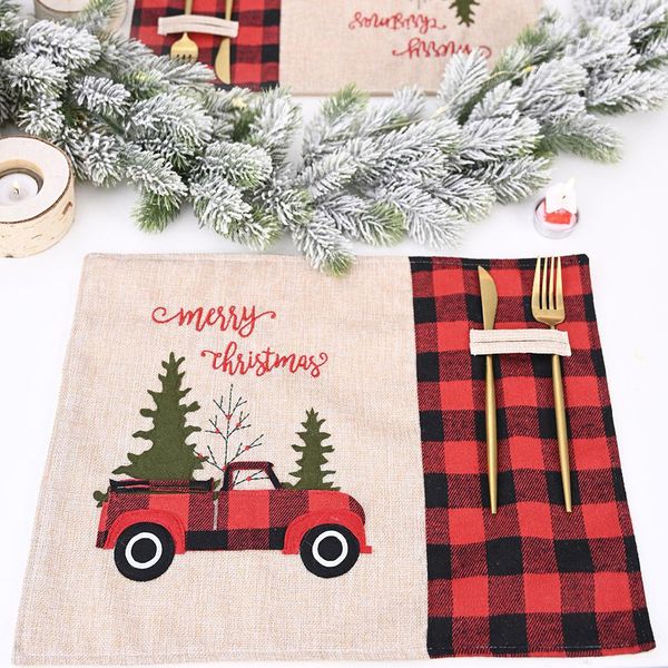 

christmas decorations christmas tree red truck placemats table mat winter buffalo plaid placemat dining home xmas table decoration ewa1986