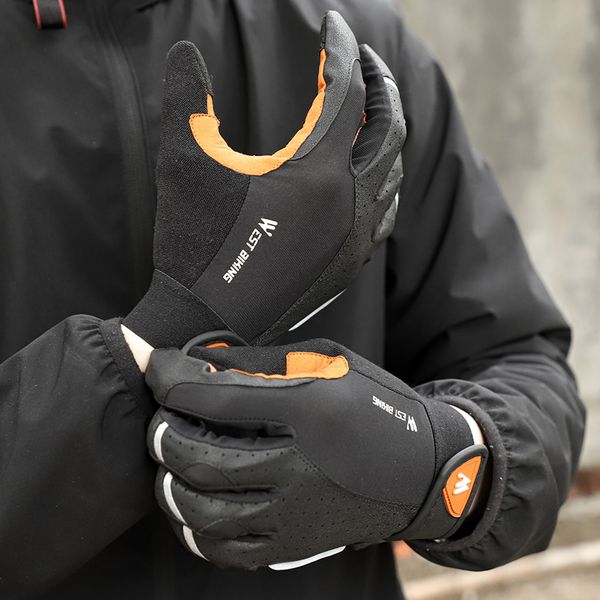 

full finger touchscreen anti slip bike bicycle gloves portable waterproof cycling elements for west biking, Blue;gray