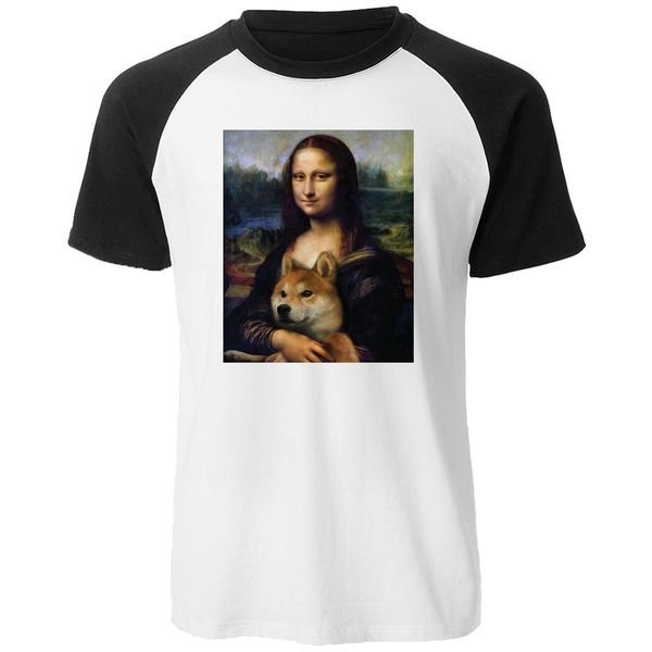 

funny mona lisa shiba inu doge new arrival summer mens raglan s male sport hooded sweatshirt hoodie men t shirt
