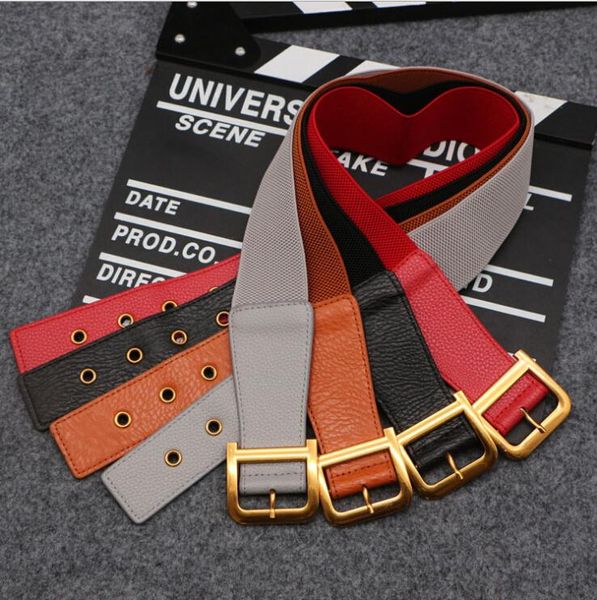 

fashion leather elastic waistband women dress coat accessories wild waist wide belt women, Black;brown