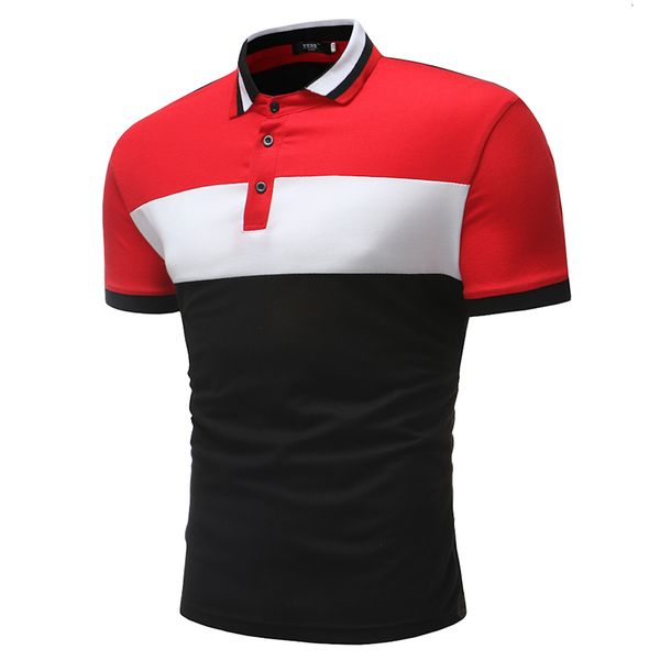 

fashion brand men's cotton shirt clothing elastic casual patchwork color polo shirts men large size m-3xl, White;black