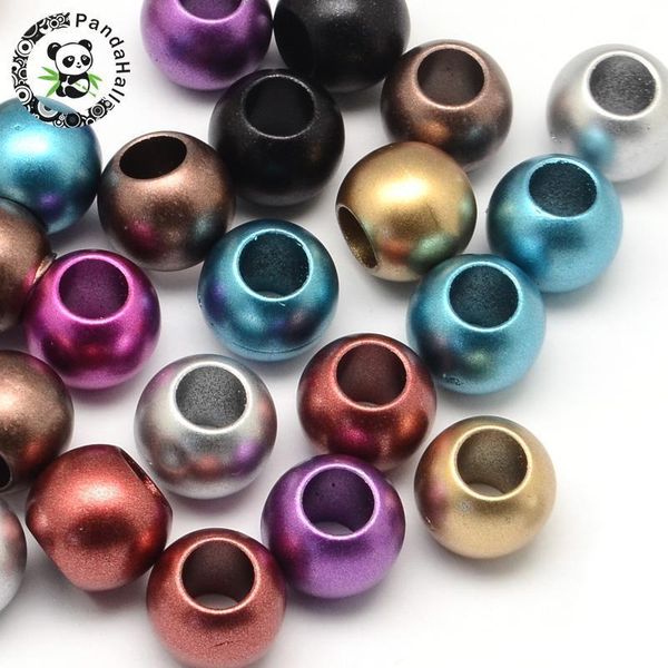 

matte rondelle spray painted acrylic beads,large hole beads jewelry decor,mixed color,12x10mm,hole: 6mm,about 450pcs/500g f80 200930, Black