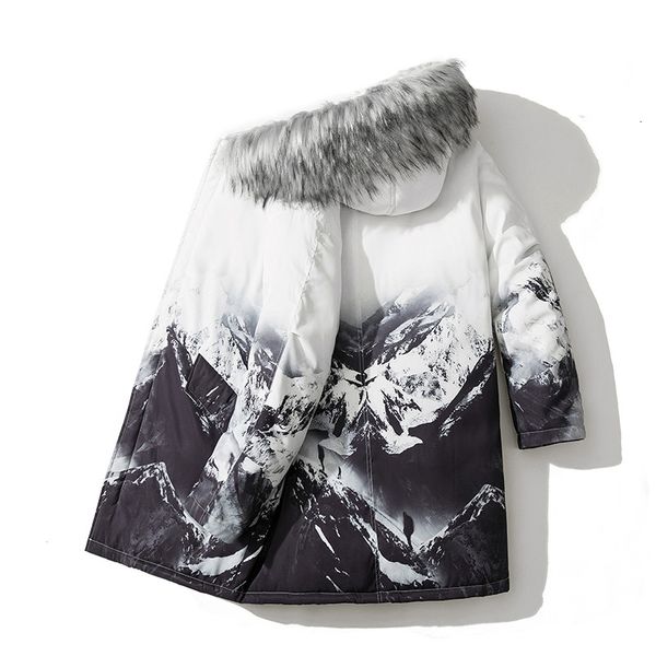 

2021 winter men new parkas casual oversize warm coat man hip hop hooded clothing male thicken camouflage pw90, Black;brown