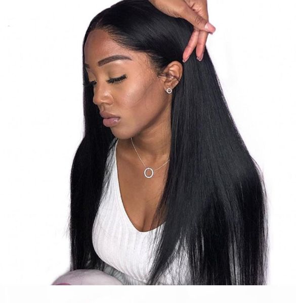 

glueless lace front human hair wigs for women pre plucked brazilian straight full lace wig with baby hair non remy, Black;brown