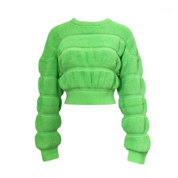 

fannic 2020 casual winter solid color fluorescent green round neck sweater for women1, White;black