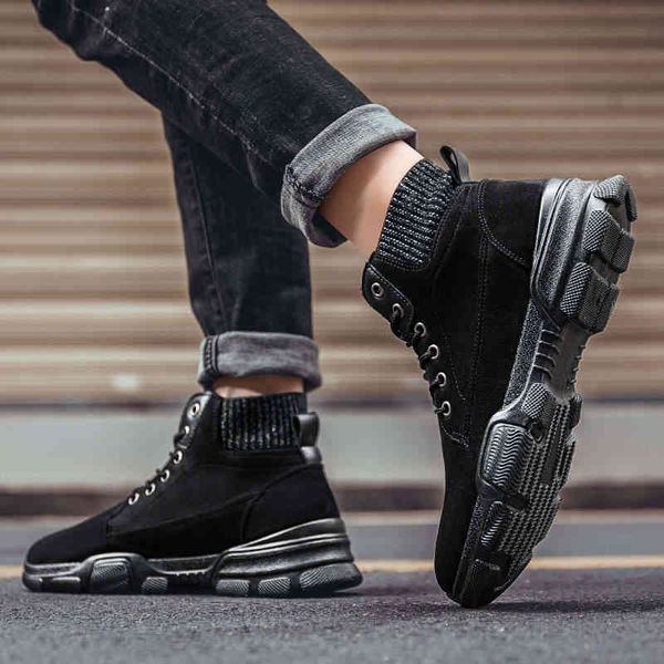

boys military tactical men's cuturno without heels boot portable high sneakers husband laufen vulcanize shoes tennis, Black