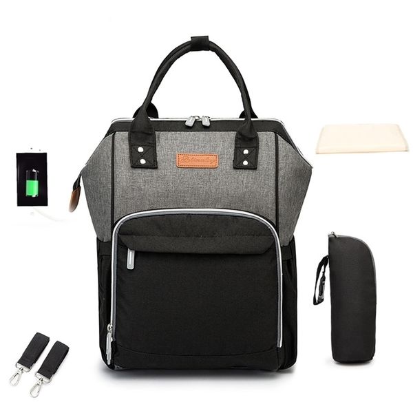 

diaper bakcpack maternity nappy baby care bag for mummy moms stroller wet bag usb waterproof travel nursing mommy changing bag 201125