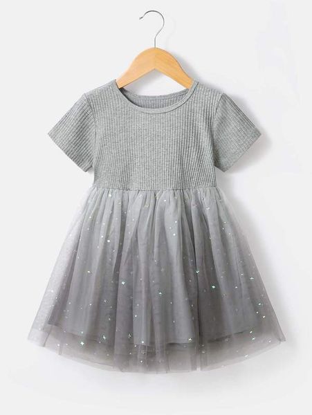 

toddler girls ombre contrast mesh hem dress she, Red;yellow