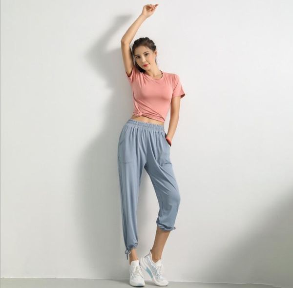 

new style autumn & winter women's sports fitness running yoga dance training loose-fit breathable trousers, Black;blue
