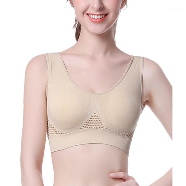 

gym clothing fitness yoga bras women running high stretch seamless push up sports crop femme workout athletic vest solid actievewear1, White;black