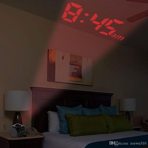 

lcd projection led display time digital alarm clock talking voice prompt thermometer prevent snooze functional desk alarm clock dh1113 t03
