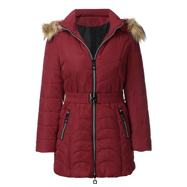 

2021 new female black winter coat l-4xl plus size skin with hood parkas new autumn fashion thin belt down women's cotton coats sf064 2n