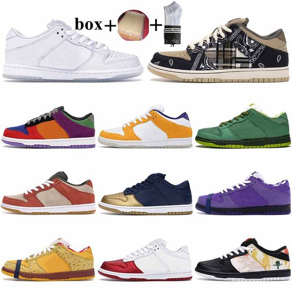 

с коробкой sb dunk кроссовки для женщин мужчин de la soul viotech travis scotts chunky платформа мужские тренеры плоские спортивные кроссовк, White;red