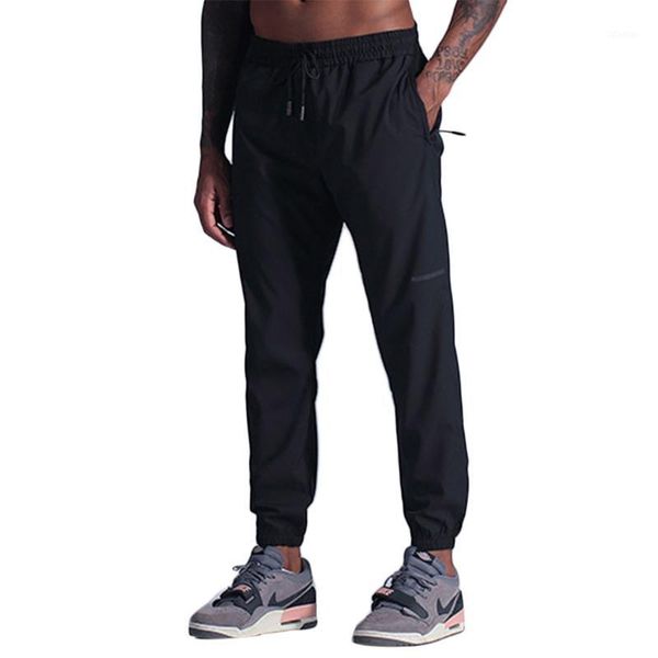 

men workout solid jogger pants sports quick dry sweatpants with zipper pockets d08e1, Black