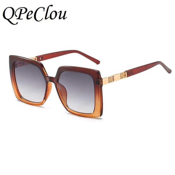 

qpeclou 2020 new vintage oversized square sunglasses women brand designer brown sun glasses ladies fashion retro floral shades, White;black