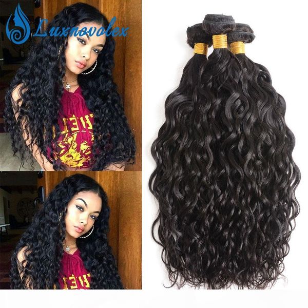 

brazilian virgin hair water wave 3 or 4 bundles human hair weave unprocessed peruvian malaysian indian hair bundles natural black wholesale