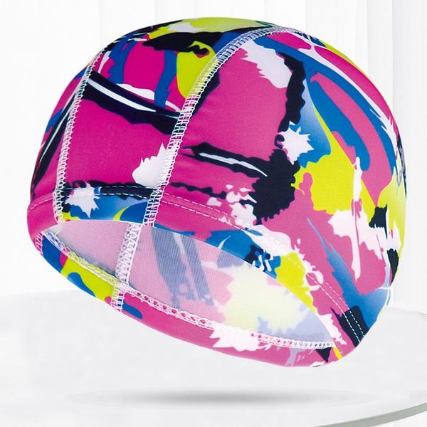 

multi colors prints men women fabric swimming cap swim pool water sports bathing elastic nylon caps hat turban for adults wmtdkc