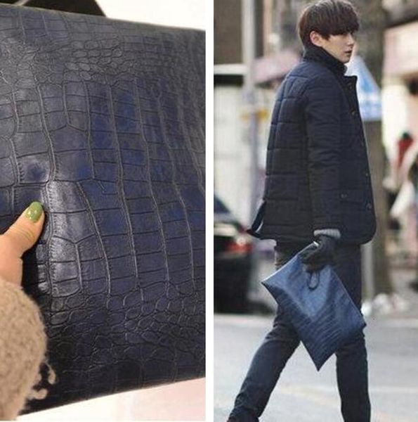 

factory sales brand new male europe crocodile bag retro leather men hand embossed mens envelopes package trend