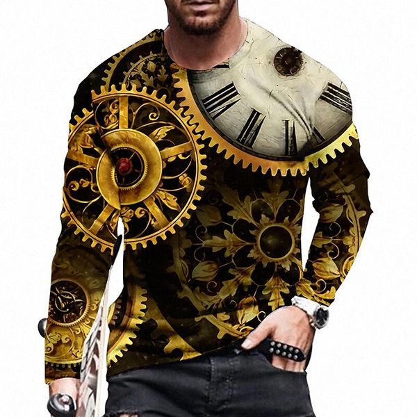 

men's t shirt 3d print graphic prints machine crew neck daily holiday print long sleeve casual designer big and tall gold x2d3#, White;black
