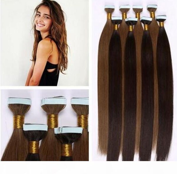 

pu skin weft tape hair extensions 18~24 inch 100% brazilian human hair extension 2.5g piece 40pcs set ing, Black