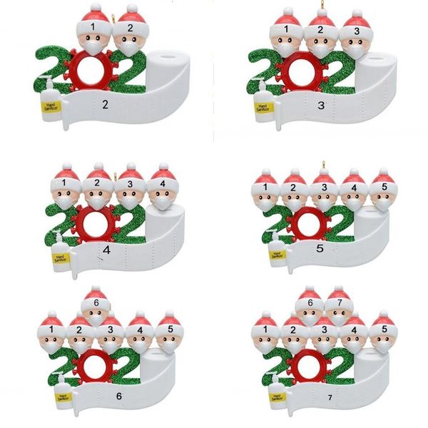 

2020 quarantine decoration resin christmas tree ornament pandemic social party distancing santa claus with mask 2,3,4,5,6,7 people
