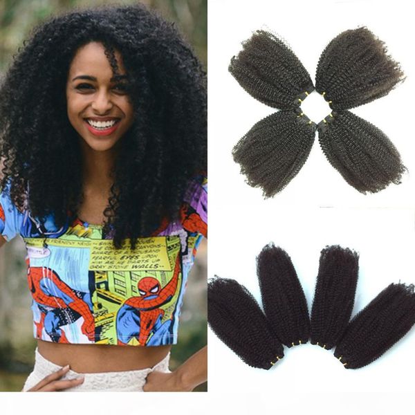 

peruvian kinky curly extension 10-26inch afro kinky curly virgin hair weave 4 bundles human hair peruvian curly hair extension, Black