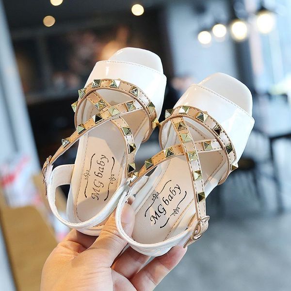 

sandals girls style rivet princess shoes fashion open toe school student children baby infant kids beach1, Black;red
