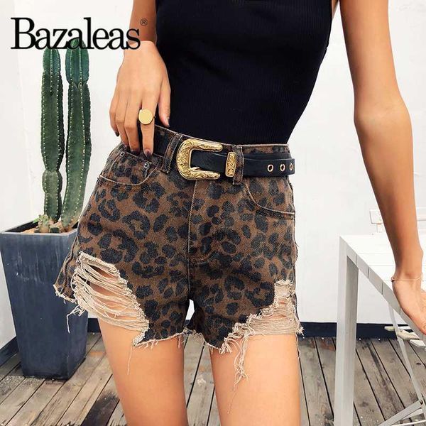 

bazaleas leopard pattern women shorts vintage hollow out botton high waist demin shorts hole women casual1, White;black