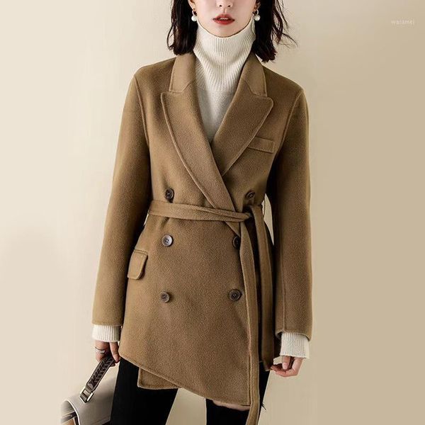 

winter antumn women wool coat with belt korean style elegant coat women fashion ladies coats and jackets abrigo mujer wpy13131, Black