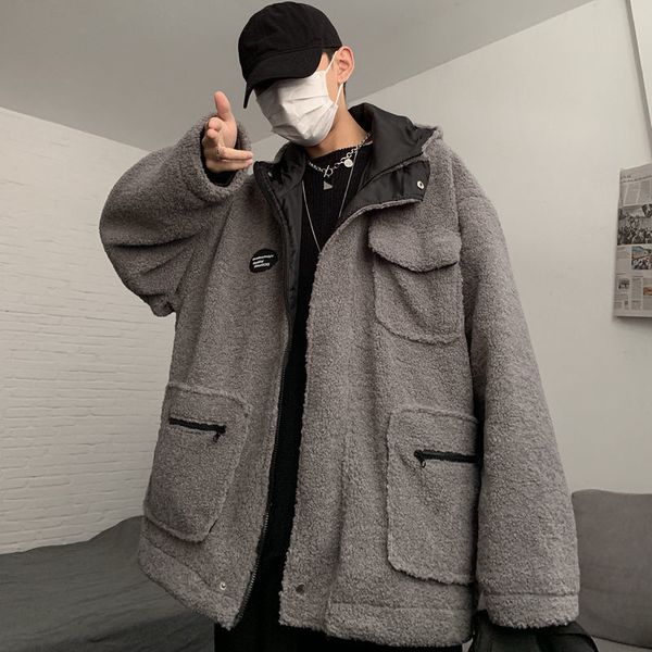 

cotton man-quilted 2021 clothes autumn new multi-pocket cotton-padded vintage clothing male youth myi8, Black