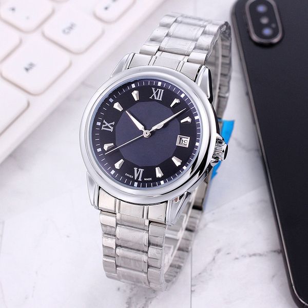 

elegant men's watch high-end atmosphere gentleman preferred automatic mechanical movement waterproof calendar display stainless steel s, Slivery;brown