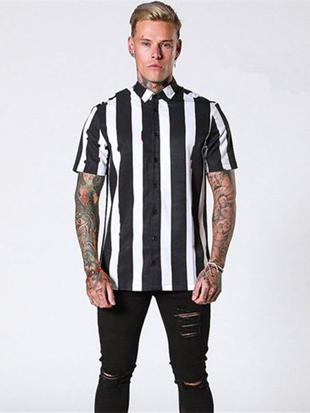 

2019 fashion new style polo classic stripes shirts trend casual men's short sleeve lapel clothing, White;black