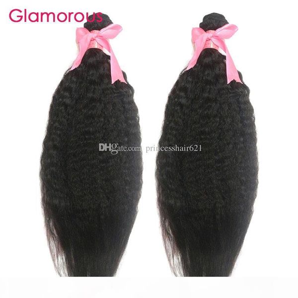 

glamorous malaysian kinky straight hair extension 3 bundles 100% human hair weft mongolian cambodian brazilian remy hair weave ing, Black