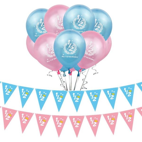 

10pcs 1/2 happy birthday balloon air balloons birthday party banners half year old ballon decoration baby shower party globos