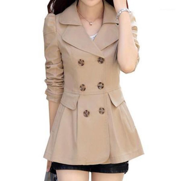 

women's trench coats autumn windbreaker jacket 2021 elegant thin pleated coat office spring outwear plus size 3xl student coats1, Tan;black